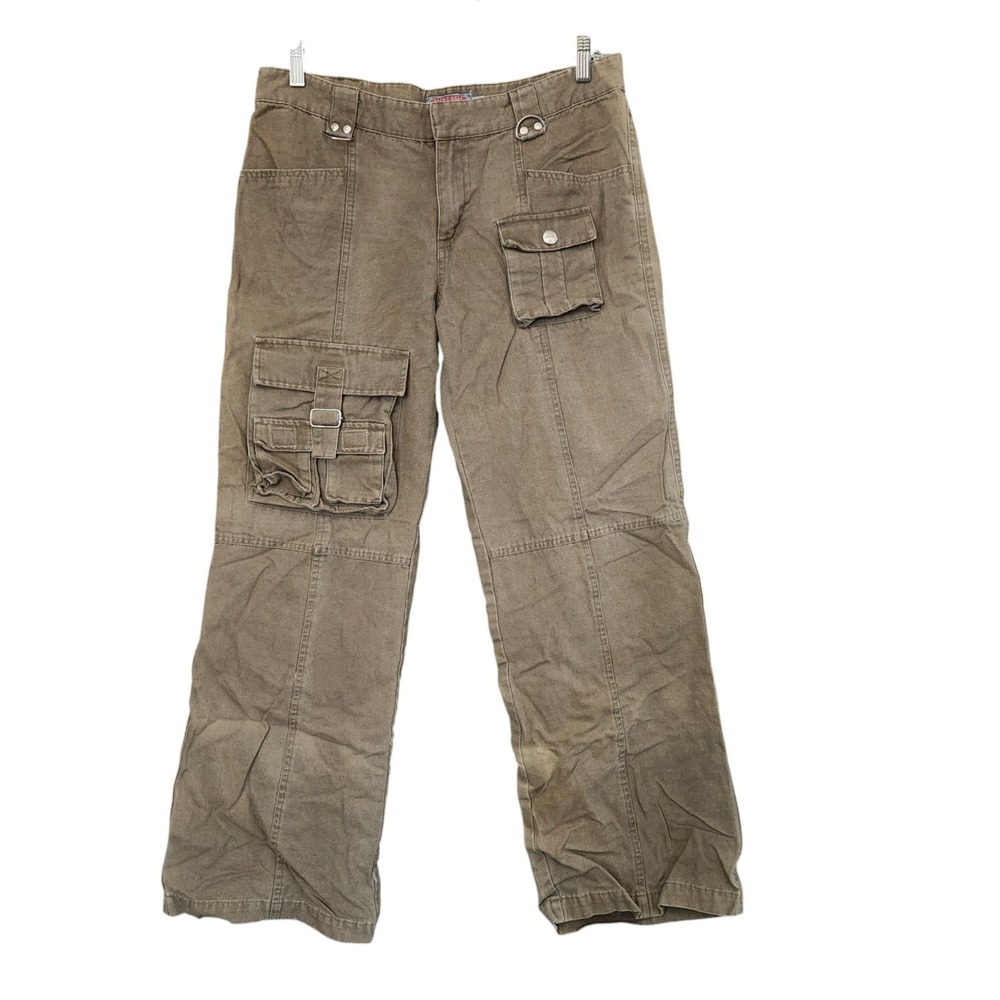 Vtg Stone Eagle Y2K Cargo Pants Brown Y2K Utility Wide Leg Low Rise 34x29